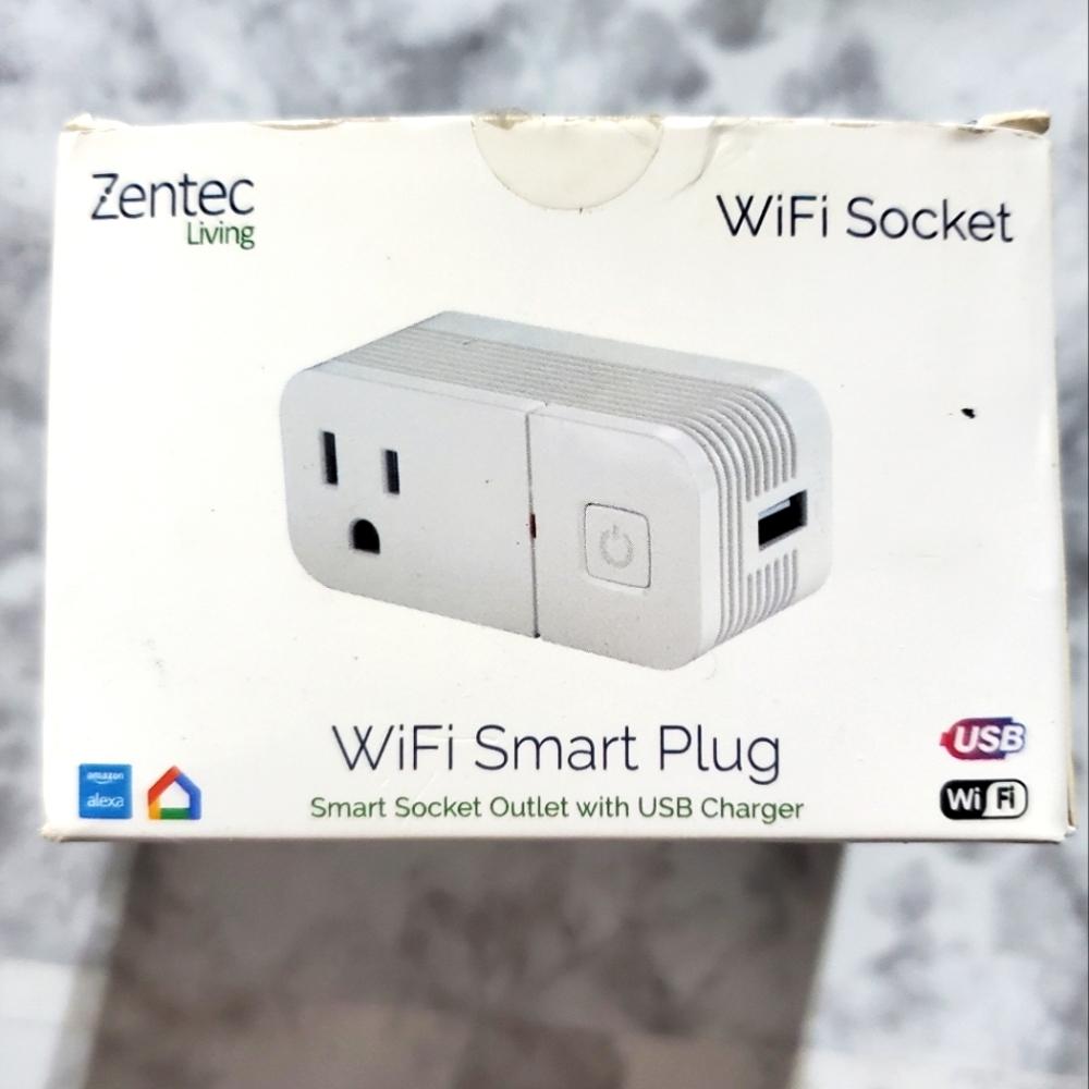 NIB Zentec Wifi Smart Socket Outlet Plug with USB‎ Charger 2 pack
